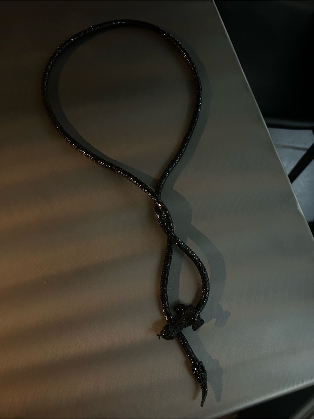 BJ Black Sparkle Snake Rope Necklace - Women Jewelry